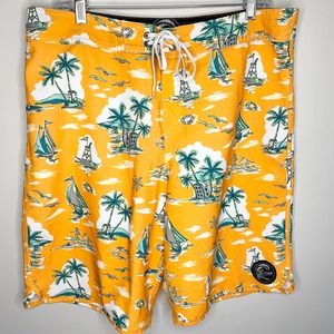 O'NEILL Swim Trunk Board Shorts Yellow Sailboat 34